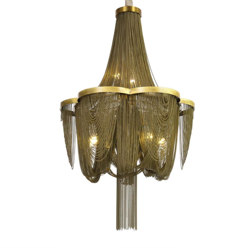Dearlan Chandeliers Aluminum Chain Chandelier Lighting Dearlan Chandeliers Aluminum Chain Chandelier Lighting Pendant Lights Fixture Ceiling Light Dining Room Foyer Living W19 7 H53 2 E12 X6 Color
